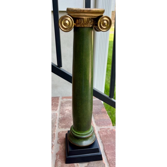 The Unbranded Brand Other - Vintage 1960s MCM Hollywood Regency Iron & Brass Faux Marble Candlestick Holder.